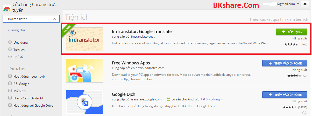 Tiện ích dịch thuật cho Chrome và Firefox